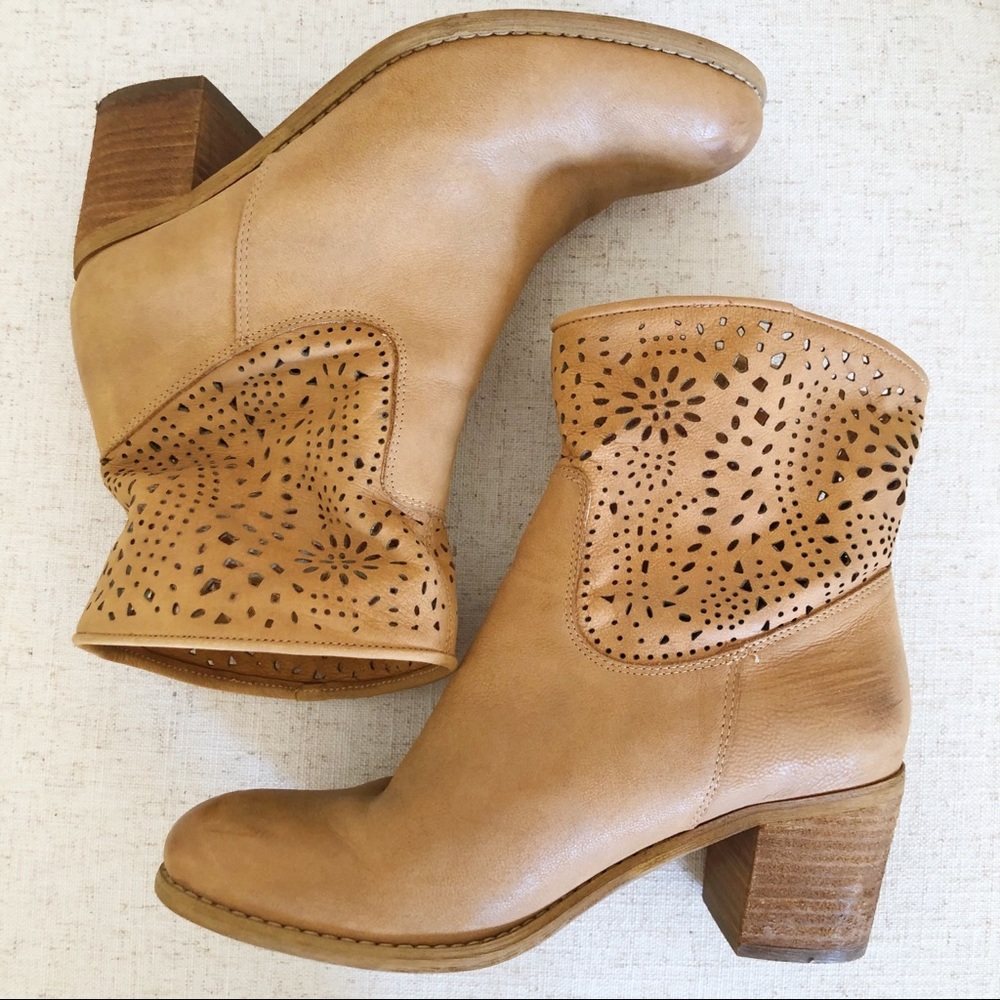 Laser Cut Blonde Boots